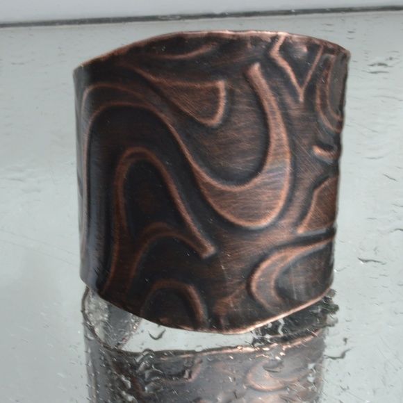 Psychedelic Hippie Copper Cuff Bracelet Boho Rustic Trippy Solid Handmade Gift - Picture 7 of 8